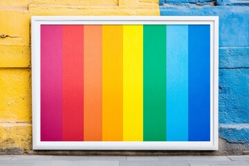 Wall Mural - Colorful rainbow is displayed on a white background. The colors are bright and vibrant, creating a cheerful and uplifting mood. The image is meant to evoke feelings of happiness and positivity