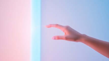 Poster - Female Hand Gesturing Towards Futuristic Digital Interface in Minimalist Setting