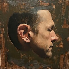 Wall Mural - Contemplative Male Portrait: An Oil Painting