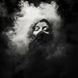 © Infinity - Mysterious Woman in Smoke: A Black and White Portrait