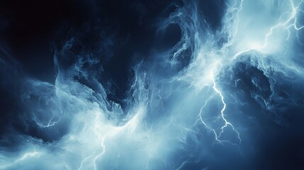 Wall Mural - Abstract Blue Lightning Storm Cloudscape Artwork