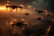© bborriss - Drones flying over pentagon at sunset, ufo sightings and military surveillance