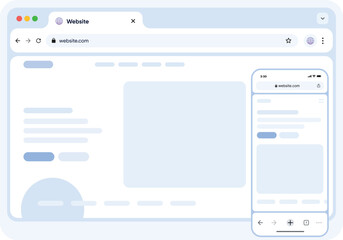 Wall Mural - blank web browser window with tab, toolbar and search field. modern website, internet page in flat s