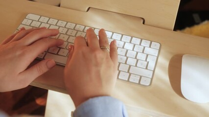 Hands and typing on keyboard office. Fingers typing on a computer keyboard, technology use concept. High quality 4k footage