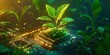 © SweetCommercial - Green plant is growing on top of a computer chip