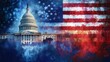© Joachim - An artistic rendering of the U.S. Capitol building with a textured and colorful overlay of the American flag, showcasing patriotism and architectural brilliance.