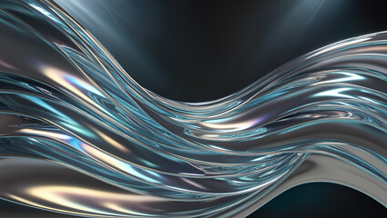 abstract design of holographic chrome waves, with a shimmering gradient