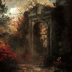 Wall Mural - Enigmatic Stone Arch Gate at Night