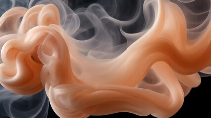 Wall Mural - Abstract Swirling Peach Ink in Water Against a Black Background