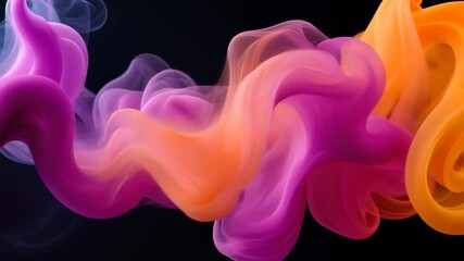Wall Mural - Abstract Swirling Pink and Orange Ink in Water Against a Black Background