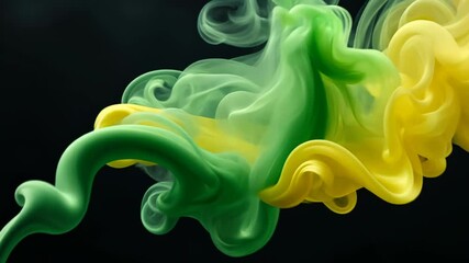 Wall Mural - Abstract Swirling Green and Yellow Ink in Water