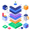 © Юлия Савельева - Layers of code transforming into functional applications showcasing modern development techniques