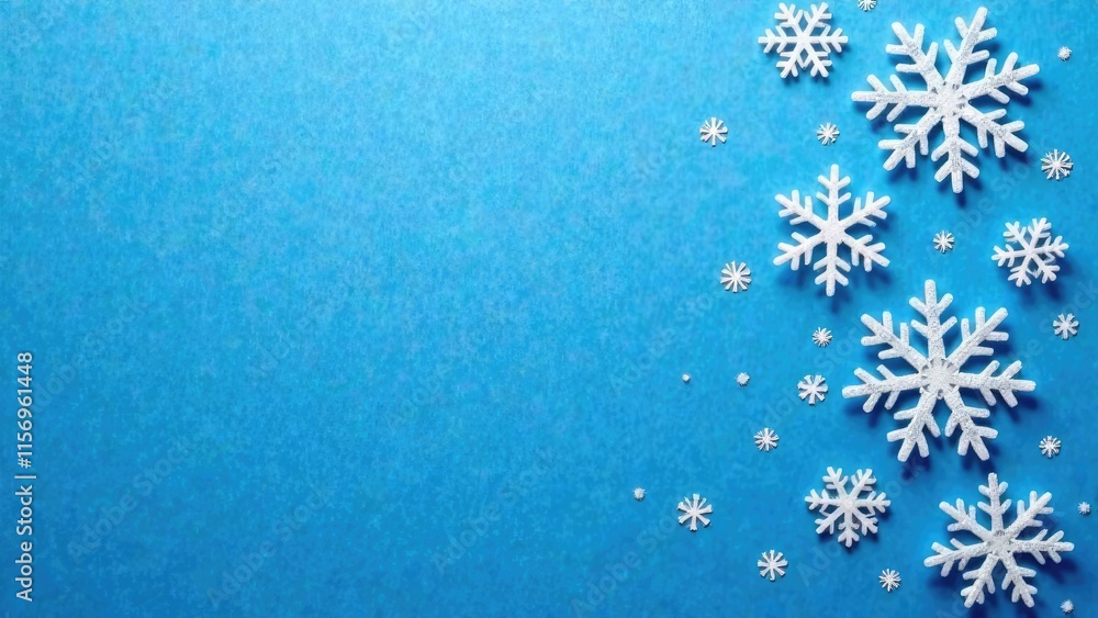Beautiful snowflakes on a blue background with free space for text ...