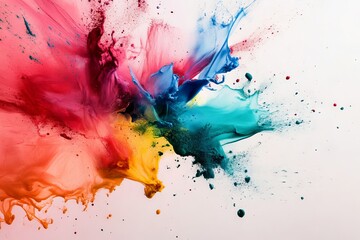 Wall Mural - A group of colorful paint splashes on a white background