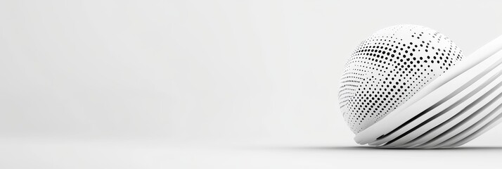 Wall Mural - abstract white sphere and curves - futuristic design, clean lines, geometric shapes, monochrome pale