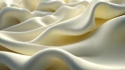 Wall Mural - silky white fabric elegantly draped in soft waves creating an inviting, textured visual effect