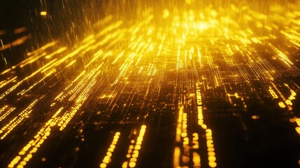 Leinwandbilder - Abstract gold light streaks converging towards a bright center, creating a dynamic and energetic visual.