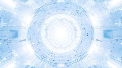 Aufkleber - Abstract light blue circular technological tunnel.