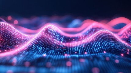 Aufkleber - Abstract pink and blue digital wave pattern.