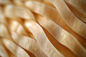 Aufkleber - Close-up of interwoven, pale yellow, textured strands.
