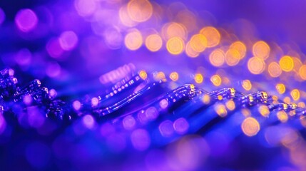Leinwandbilder - Abstract purple and gold bokeh lights, blurred background.