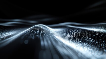 Poster - Abstract digital wave background with glowing particles. (2)