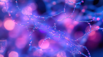 Aufkleber - Abstract network of glowing lines and nodes in vibrant pink and blue hues.