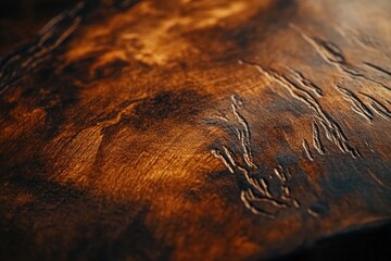 Close-up of dark brown wood grain texture with natural patterns and variations in tone.