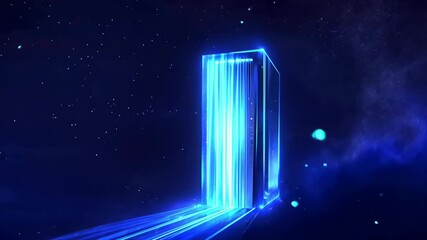 Wall Mural - creative representation of a futuristic door opening into a starry galaxy at night