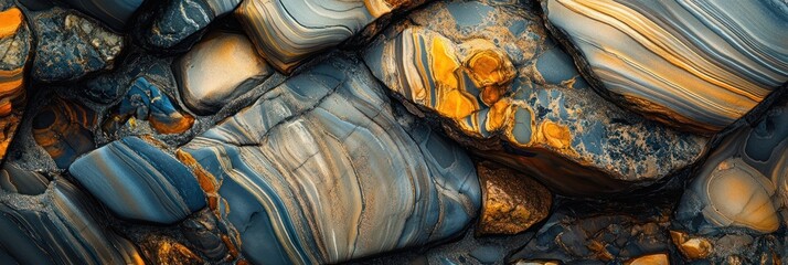 Poster - Abstract image of colorful, layered rocks.
