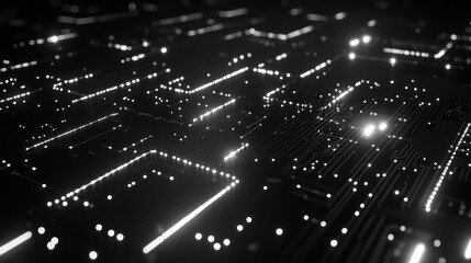 Aufkleber - Abstract glowing circuit board lines and nodes.