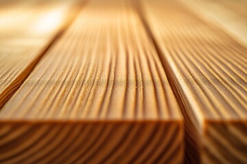 Leinwandbilder - Close-up of warm-toned, parallel wooden planks, showcasing wood grain texture and depth.