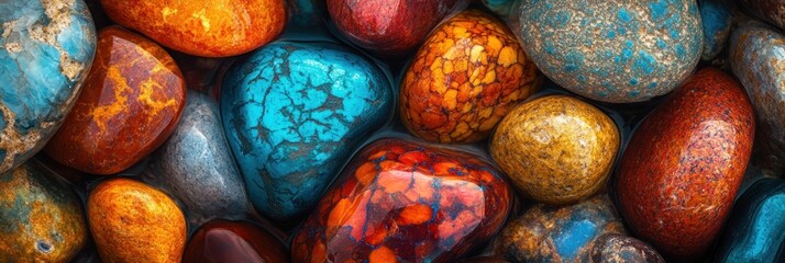 Poster - Colorful, polished stones close-up.