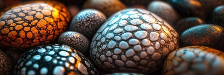 Aufkleber - Close-up of textured, colorful stones; various shapes and patterns.