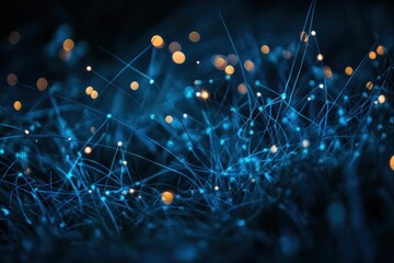 Poster - Abstract blue glowing lines and dots forming a network structure.