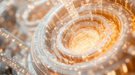 Poster - Abstract glowing spiral, futuristic technology, digital art.