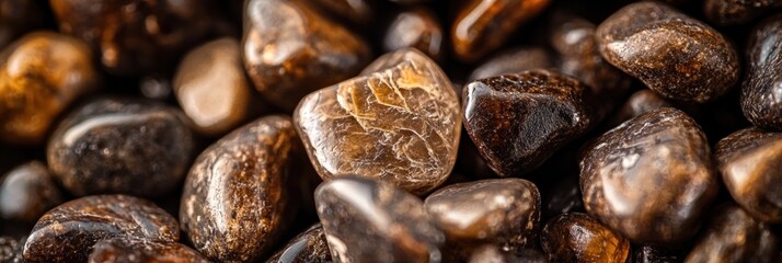 Poster - Close-up of brown and amber tumbled stones.