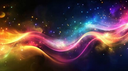 Wall Mural - a beautiful abstract background with colorful waves and stars in the sky, creating an enchanting atm