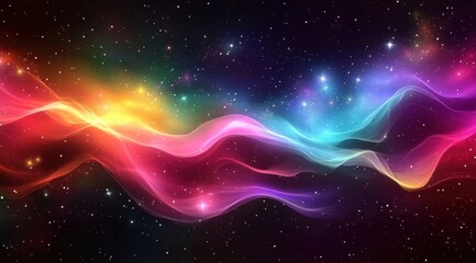 Wall Mural - a beautiful abstract background with colorful waves and stars in the sky, creating an enchanting atm