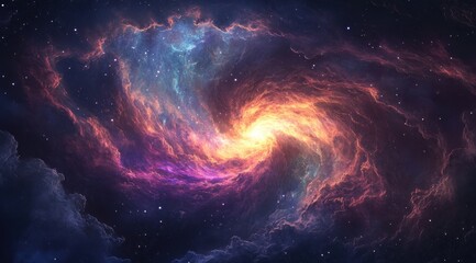 Wall Mural - a massive, swirling nebula with multiple colors and shapes, resembling an elegant cloud formation in