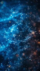 Wall Mural - computer-generated network illustration on a deep blue background resembling a night sky. white dots