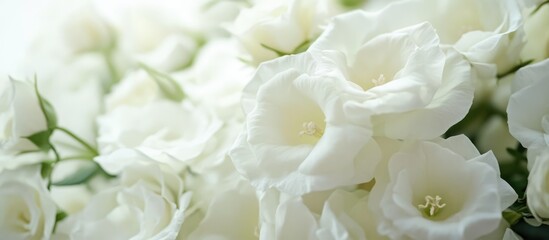 Aufkleber - Elegant white flowers arranged as table decor for a fine dining restaurant setting, enhancing ambiance and sophistication.