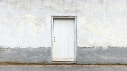 Leinwandbilder - Minimalist design featuring a white door against a textured grey wall ideal for architectural or interior decor concepts.