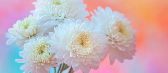 Aufkleber - Delicate white chrysanthemums against a colorful backdrop perfect for greeting or invitation cards