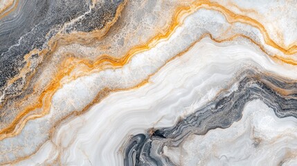 Aufkleber - Elegant white marble texture with abstract golden and gray veining for luxurious design backgrounds and architectural aesthetics.