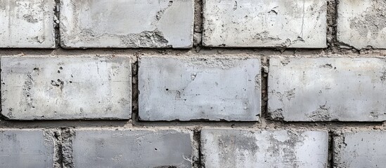 Poster - Weathered concrete block wall featuring peeling paint and dirt suitable for urban photography and textured background designs
