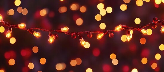 Aufkleber - Bokeh effect of glowing garland lights creating a festive atmosphere with golden illumination for celebrations and special events