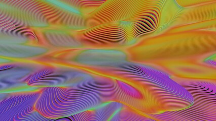 Leinwandbilder - Dynamic Abstract Landscape with Colorful Gradient Waves