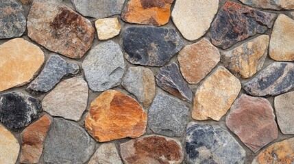 Leinwandbilder - textured cobblestone granite wall background featuring various colors and shapes showcasing natural stone details