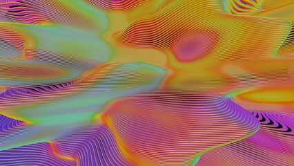 Leinwandbilder - Dynamic Abstract Landscape with Colorful Gradient Waves